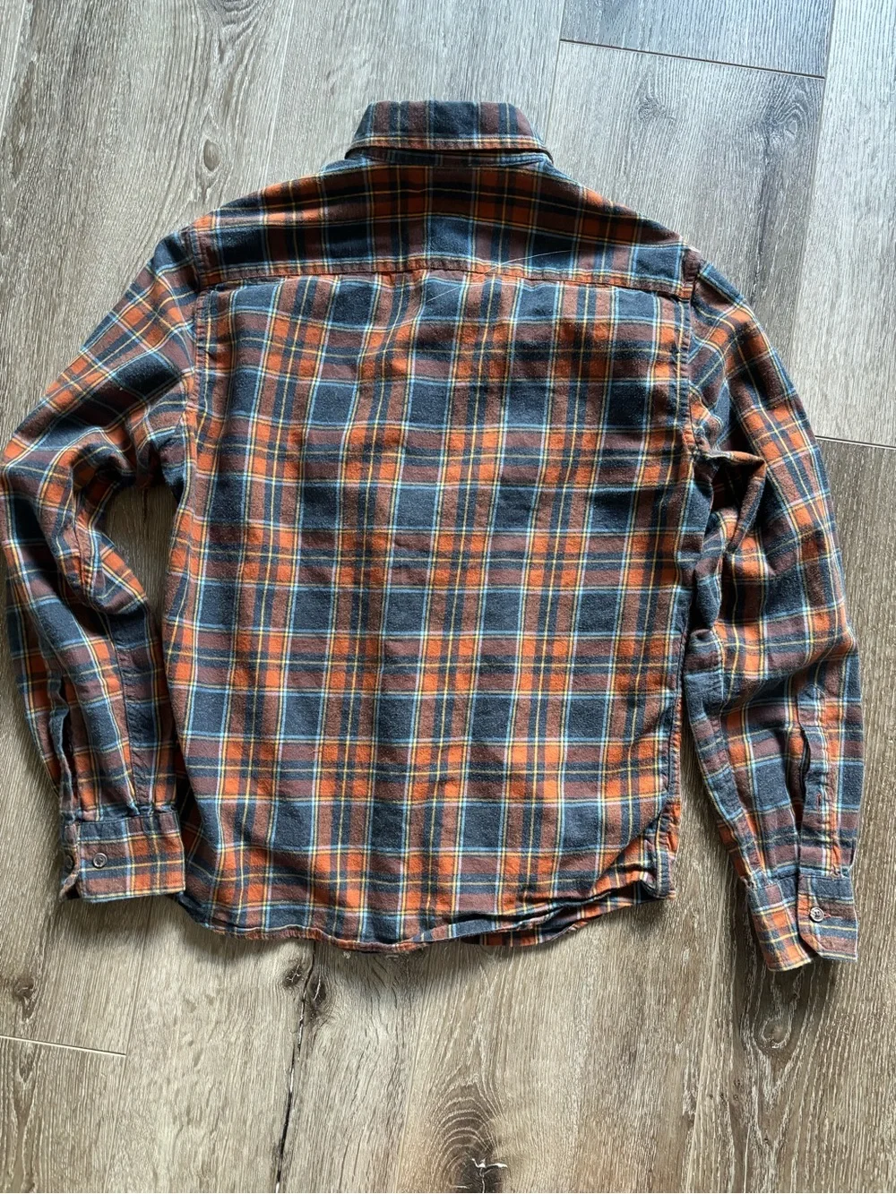 Banana Republic Orange and Gray Plaid Button-Down Shirt